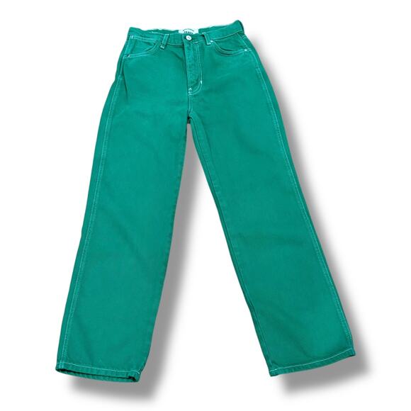 Reformation Size 25 Green Cowboy High Rise Straight Jeans Organic Cotton - Picture 2 of 7